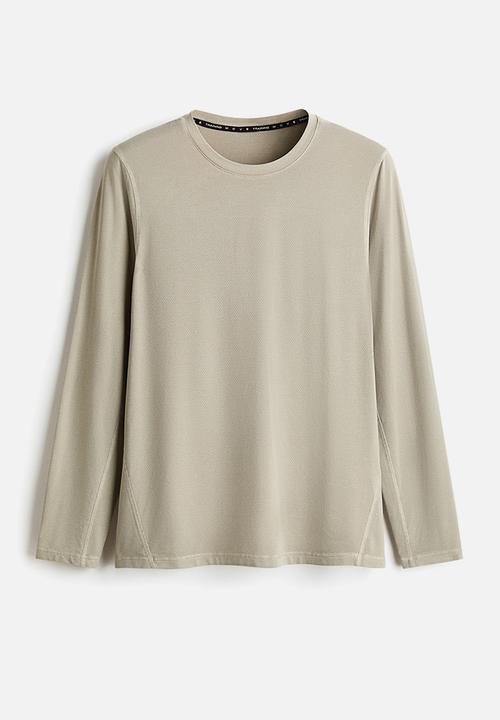 H&M - Regular fit long-sleeve sports top with drymove - light beige