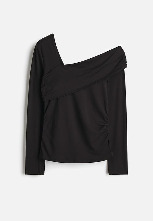 H&M - Draped one-shoulder top - black