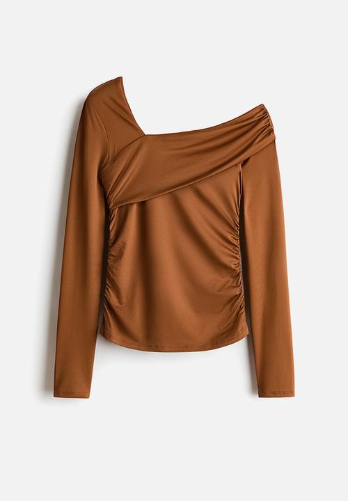 H&M - Draped one-shoulder top - brown