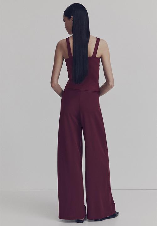 H&M - Twisted-detail trousers - plum red