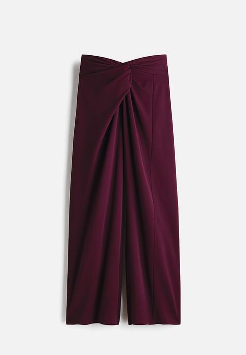 H&M - Twisted-detail trousers - plum red