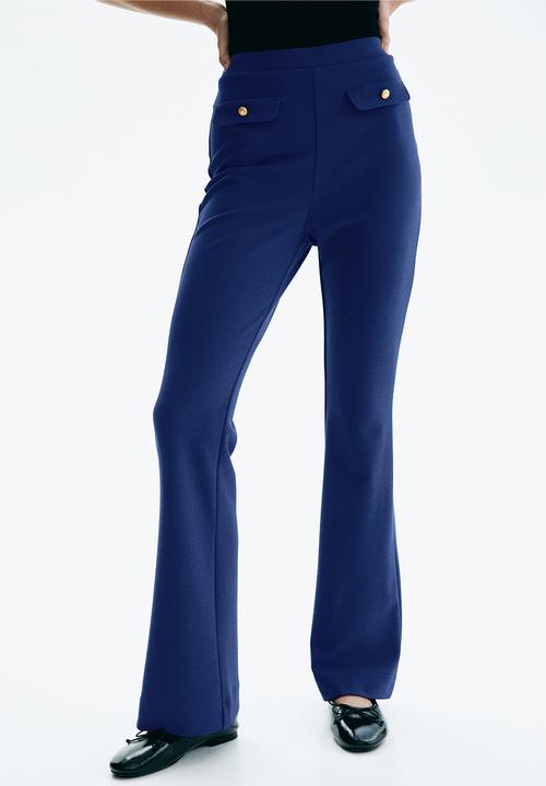 H&M - Flared ponte di roma trousers - dark blue