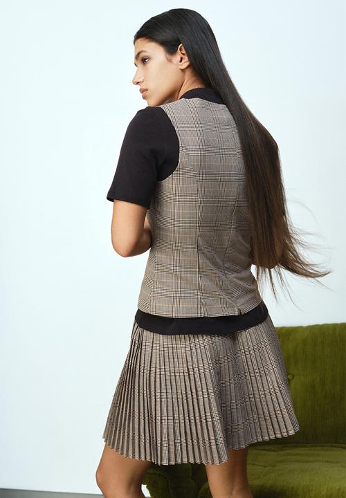 H&M - Twill vest top - light beige/checked
