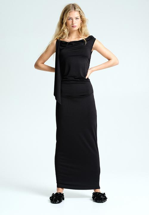 Draped one-shoulder dress - black - 1321852001