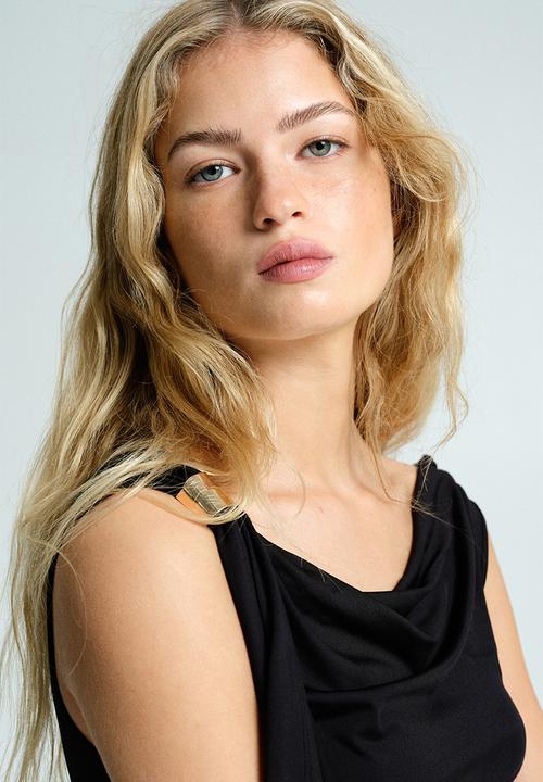 H&M - Draped one-shoulder dress - black