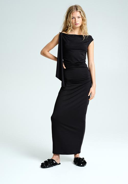 H&M - Draped one-shoulder dress - black