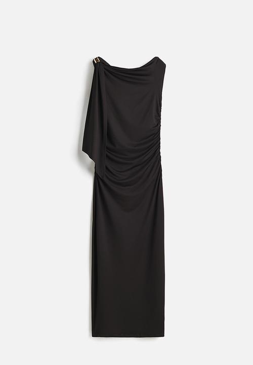 H&M - Draped one-shoulder dress - black