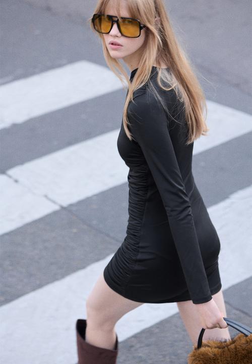 H&M - Draped jersey dress - black