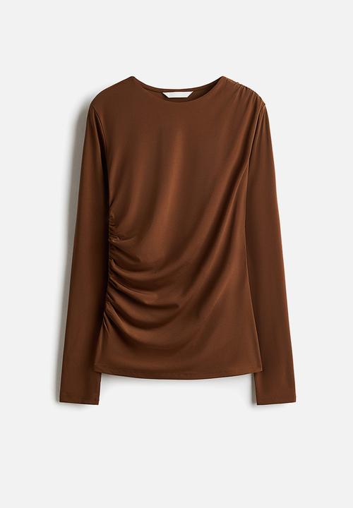 H&M - Draped jersey top - brown