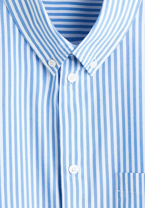 H&M - Relaxed fit cotton shirt - light blue/striped