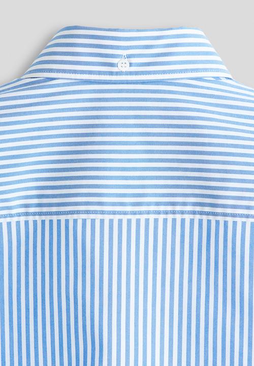 H&M - Relaxed fit cotton shirt - light blue/striped