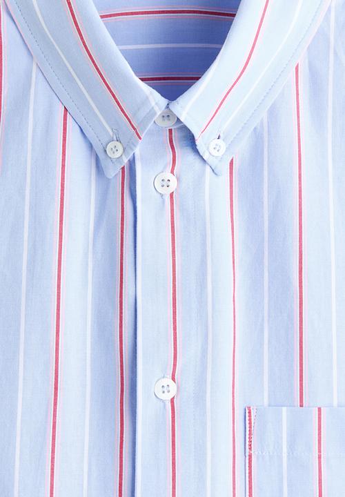 H&M - Relaxed fit cotton shirt - light blue/striped