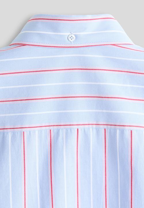 H&M - Relaxed fit cotton shirt - light blue/striped