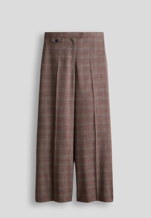 H&M - Straight tailored trousers - dark beige/checked
