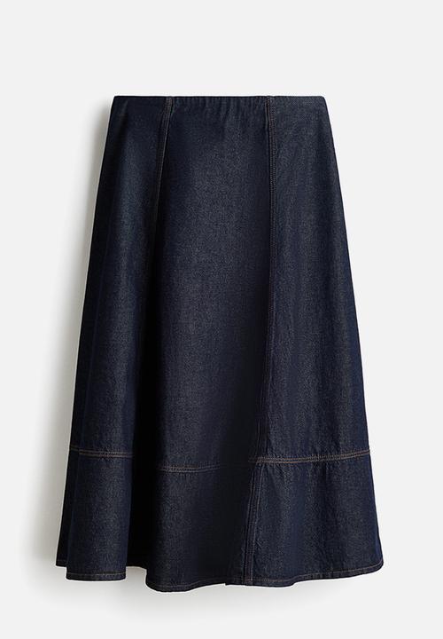 H&M - A-line denim midi skirt - dark denim blue