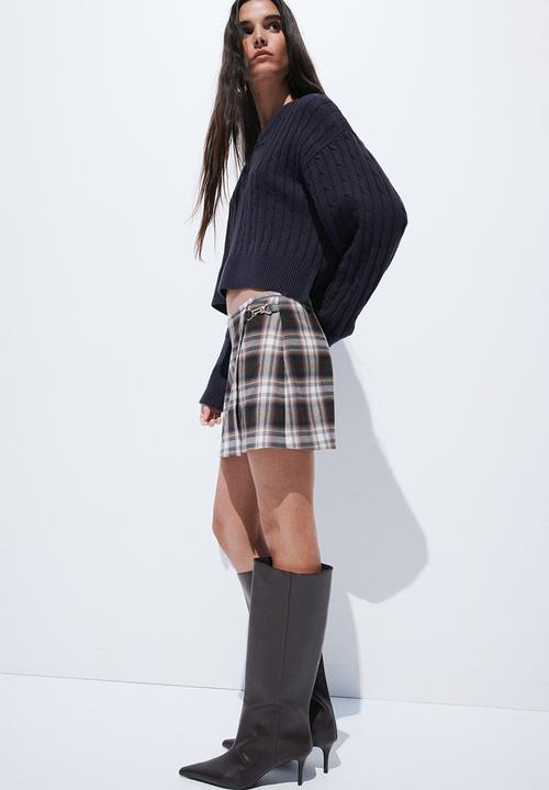 H&M - Cable-knit v-neck jumper - navy blue