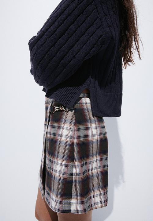 H&M - Cable-knit v-neck jumper - navy blue