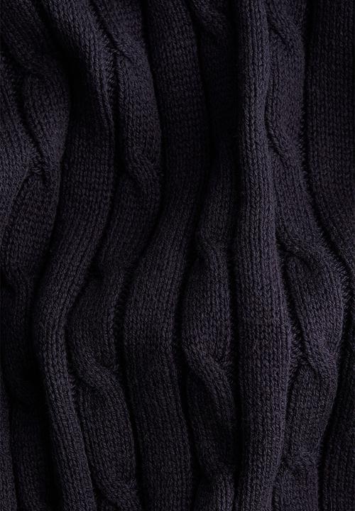 H&M - Cable-knit v-neck jumper - navy blue