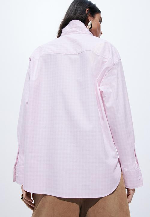 H&M - Cotton poplin shirt - light pink/checked