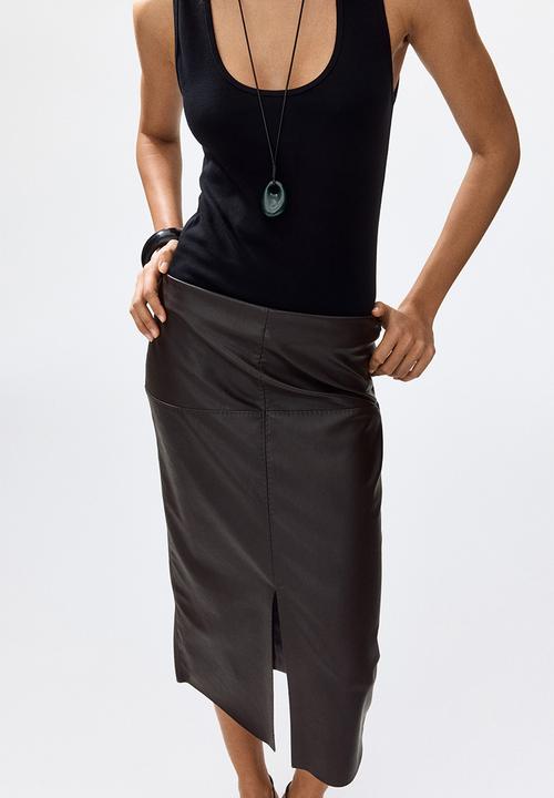 H&M - Coated pencil skirt - dark brown