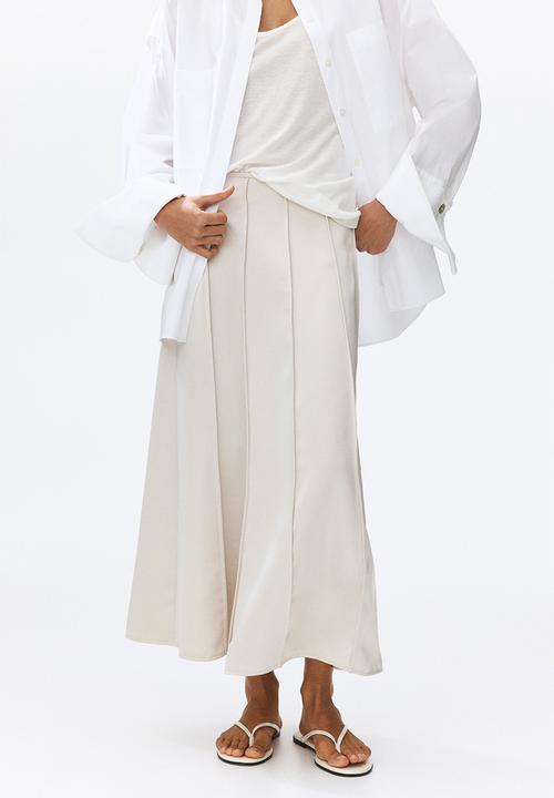 H&M - Flared satin skirt - light beige