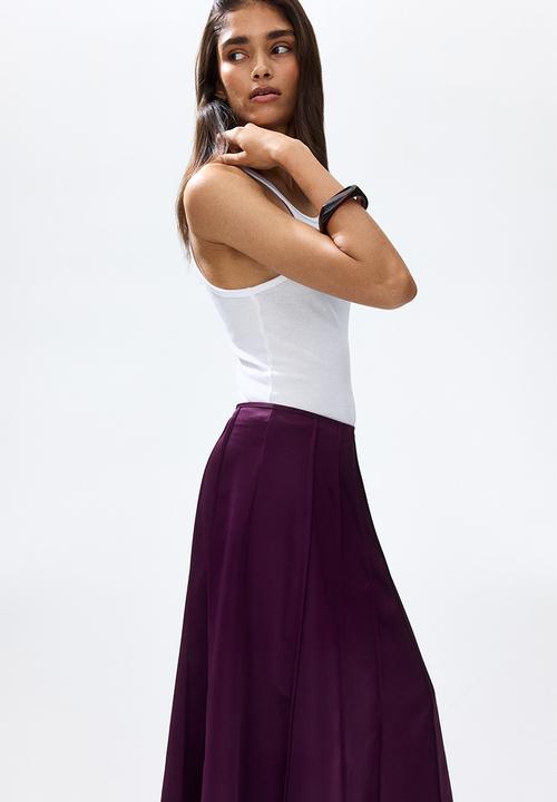 H&M - Flared satin skirt - dark purple