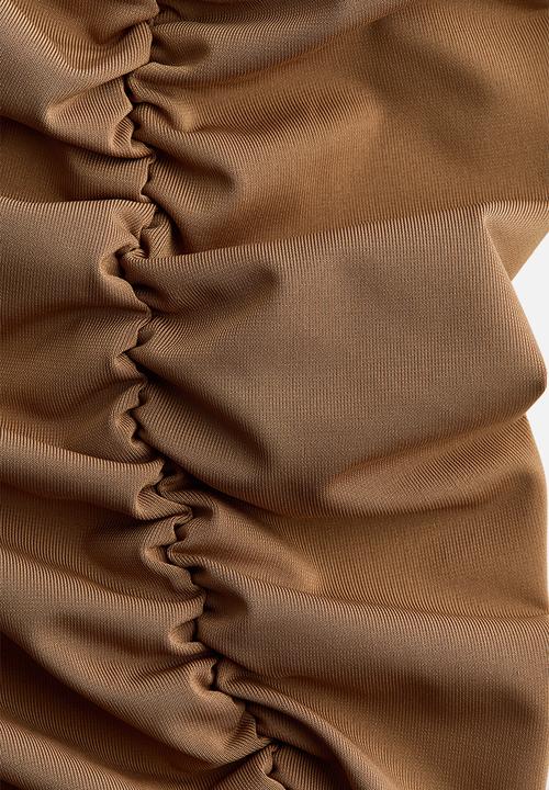 H&M - Draped one-shoulder dress - dark beige