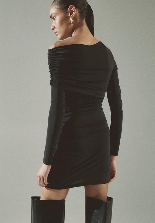 H&M - Draped one-shoulder dress - black
