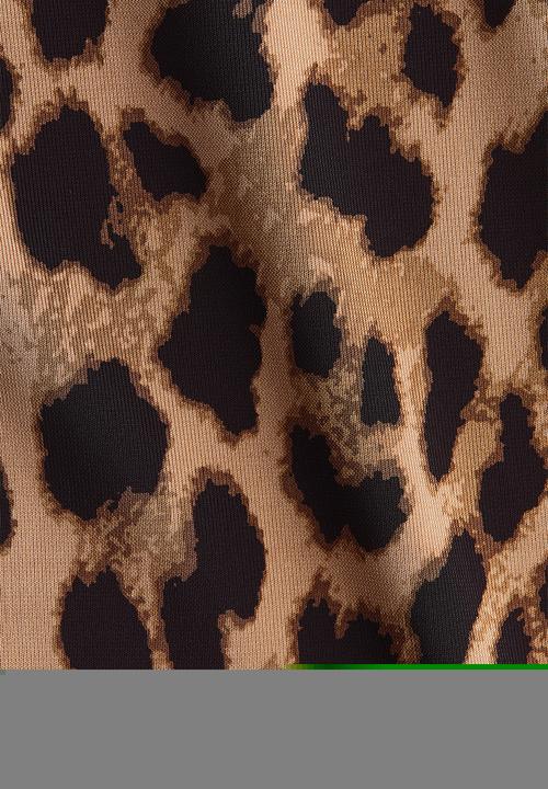 H&M - One-shoulder jersey dress - dark beige/leopard print