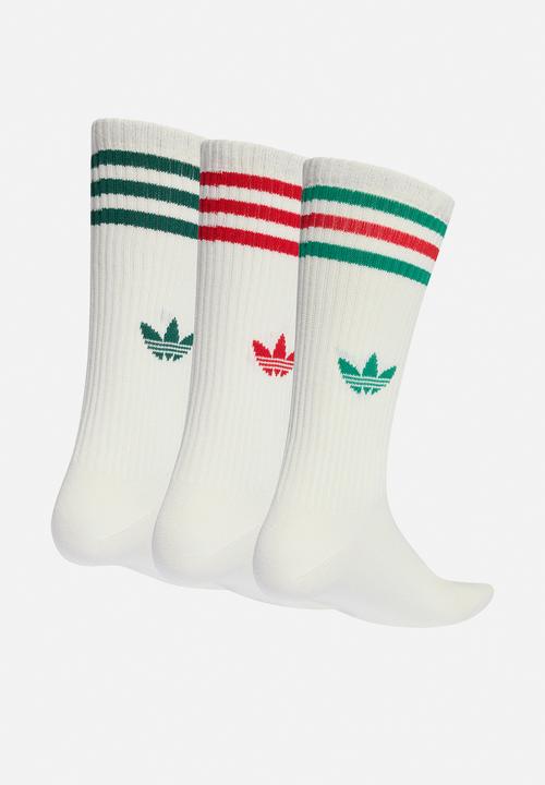 adidas Originals - White 3-Stripes High Crew Socks 3 Pairs - Off white