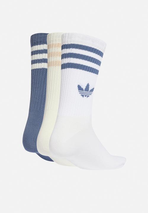 adidas Originals - 3-Stripes Crew Socks 3 Pairs - White/Off White/ Preloved Ink