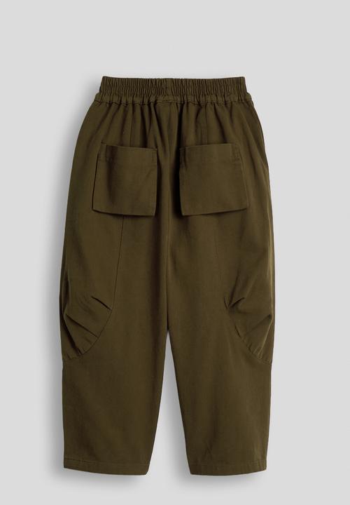 Pop Candy - Pouch effect wide leg pants - dark moss