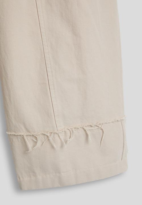Pop Candy - Frayed edged cuff wide leg pants - desert sand