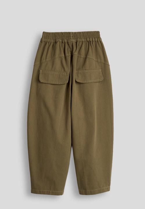 Pop Candy - Twill elasticated waist barrel pants - khaki brown