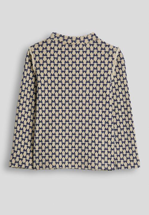 Pop Candy - Ribbed long sleeved tee - navy bow aop/beige