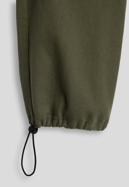 Pop Candy - Drawstring hem cargo pants with large side pockets - moss green