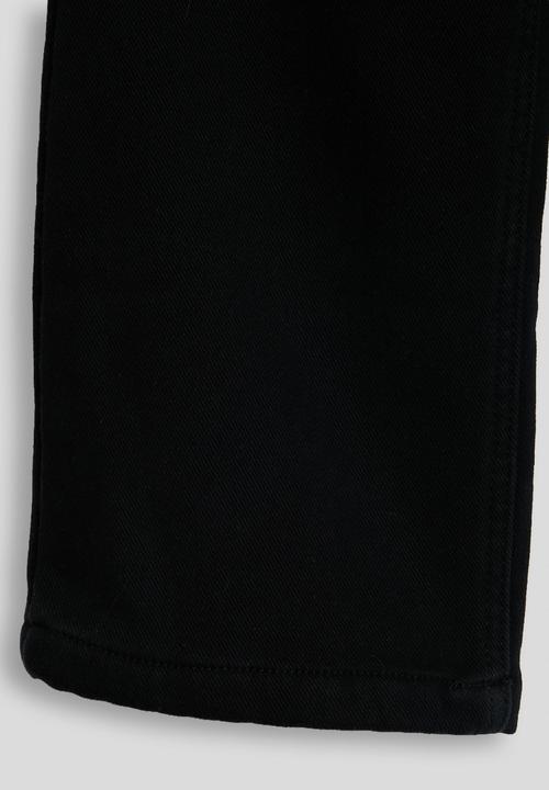 Pop Candy - Wide leg denim jeans with fabric tie belt - black