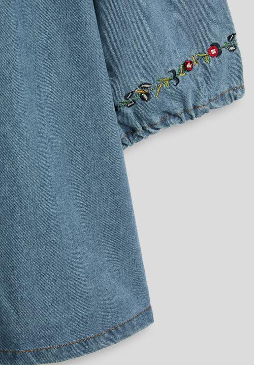 Pop Candy - Denim embroidered floral motif dress - blue