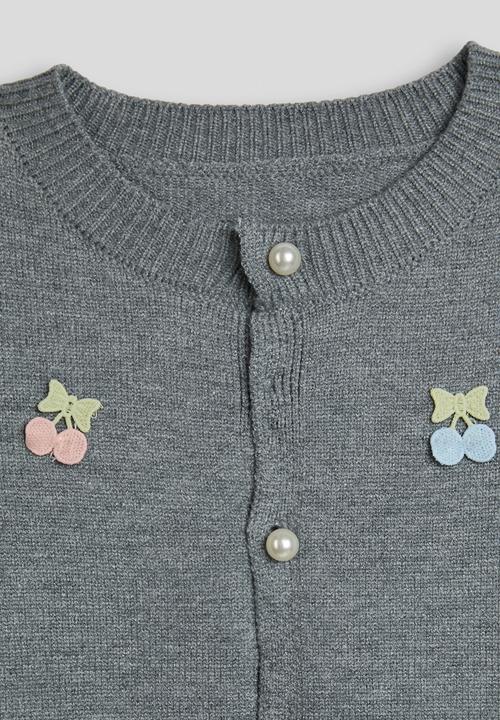 Pop Candy - Cherry applique cardigan - grey
