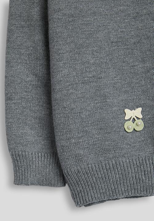 Pop Candy - Cherry applique cardigan - grey