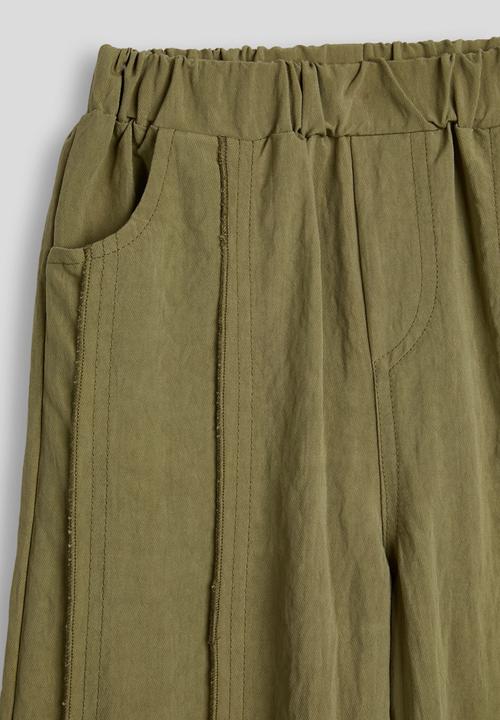 Pop Candy - Taslon seam-detailed wide leg pants - khaki green