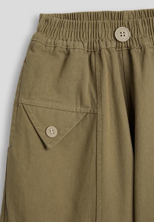 Pop Candy - Twill barrel pants with asymmetrical stylized pockets - khaki