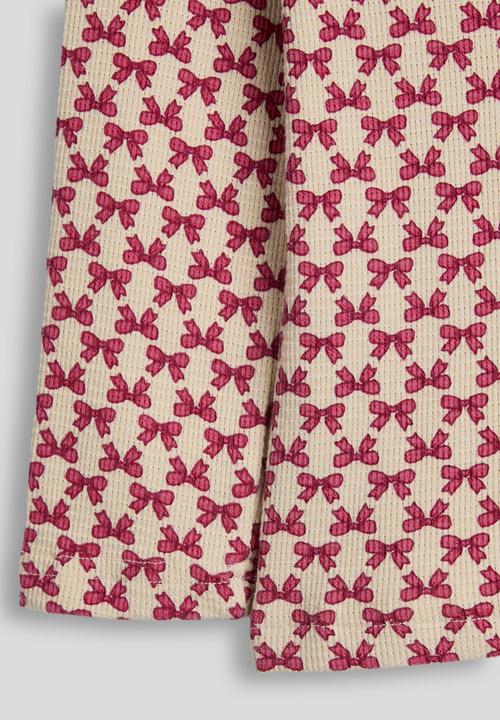 Pop Candy - Ribbed long sleeved tee - dark pink bow aop/beige