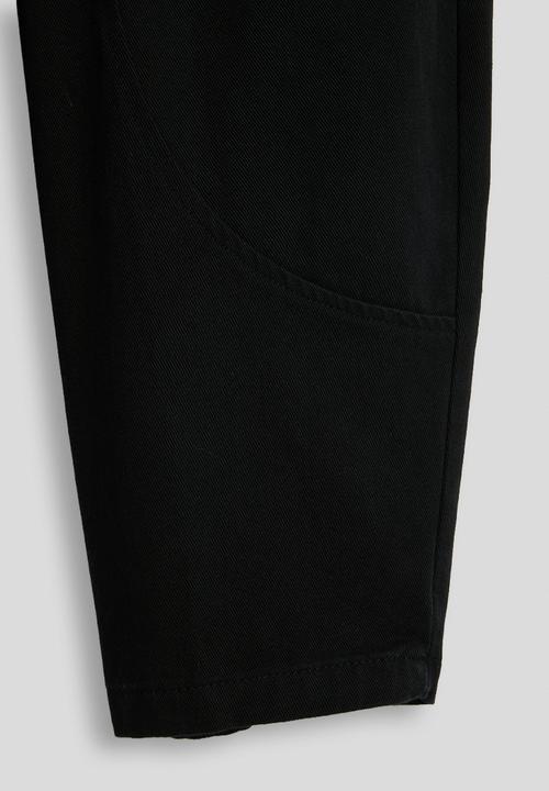 Pop Candy - Twill barrel pants with asymmetrical stylized pockets - black