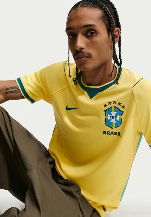 Nike - Brasil 2026 Stadium Home Dri-FIT Soccer Jersey - Canary Yellow/ Menta