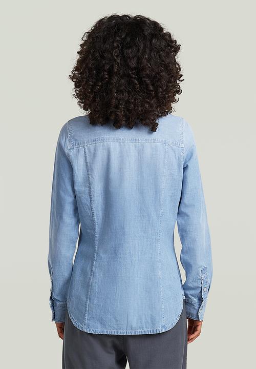 G-STAR - Slim western shirt l\s wmn - sun faded feather blue