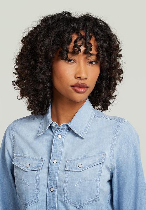 G-STAR - Slim western shirt l\s wmn - sun faded feather blue