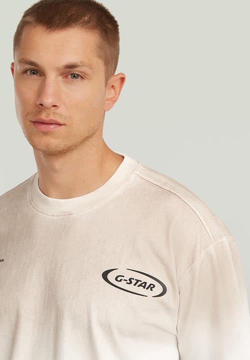 G-STAR - Sprayed Relaxed Logo R T - Milk/Dk Brick Spray