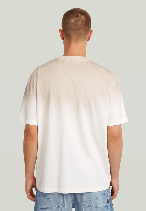 G-STAR - Sprayed Relaxed Logo R T - Milk/Dk Brick Spray