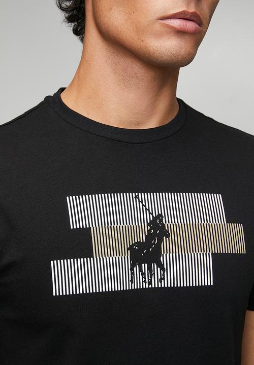 POLO - Hakeem Line Pony Printed Short Sleeve Tee - Black